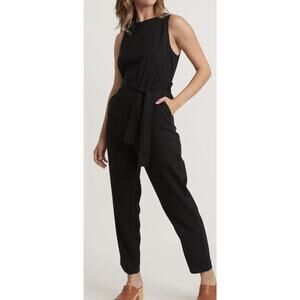 Marine Layer Black Sleeveless Belted Jumpsuit